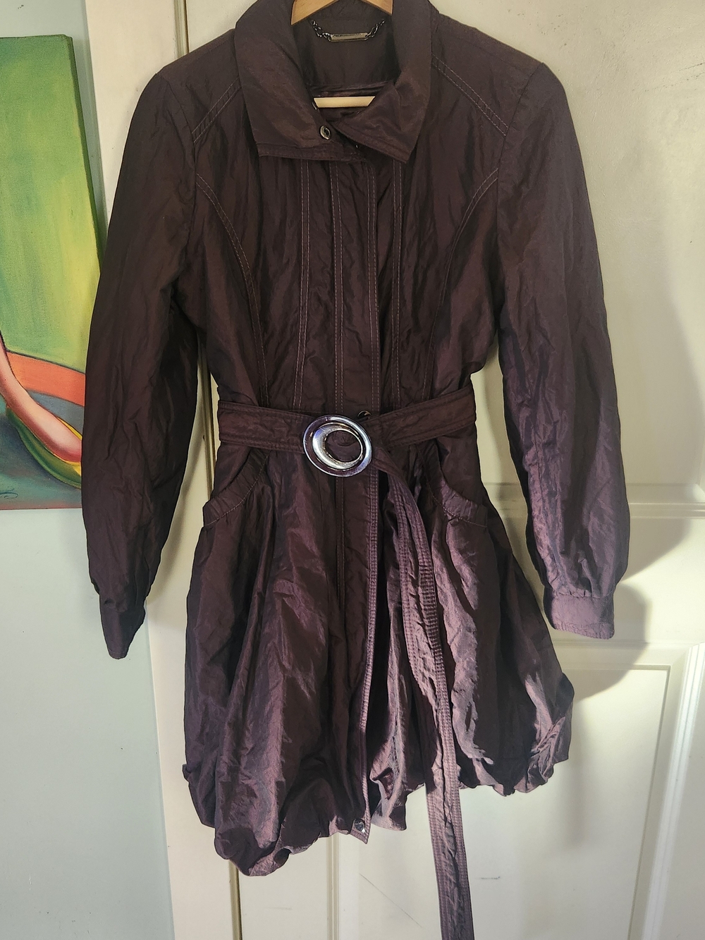 Laundry By Shelli Segal Plum Belted Trench Coat